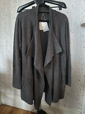 Barefoot Dreams CozyChic Lite Gray Open-Front Waterfall Cardigan